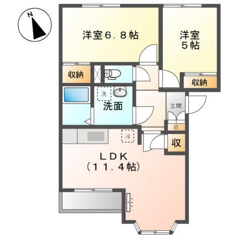 HAPPY LIFE エバラス(2LDK/1階)の間取り写真