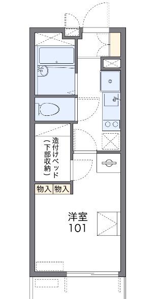 湘南町屋(1K/1階)の間取り写真