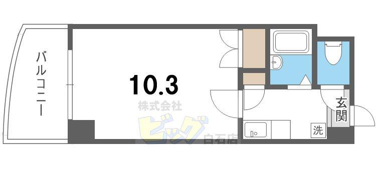 アップルコート白石(1K/2階)の間取り写真