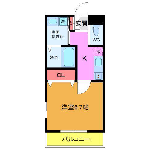 レガリア(1K/1階)の間取り写真