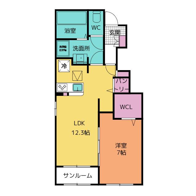 陽和 I(1LDK/1階)の間取り写真