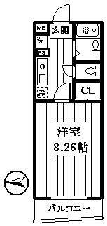 ロイヤルコート氷川台(1K/1階)の間取り写真