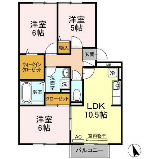 クレッシェンド今村(3LDK/1階)の間取り写真