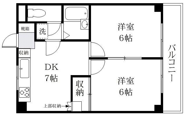 岩瀬マンション(2DK/3階)の間取り写真