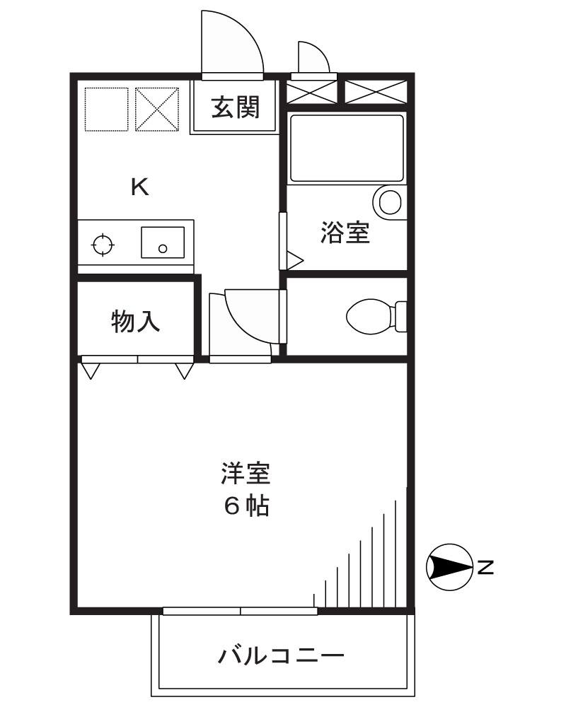 グランドゥール中原(1K/1階)の間取り写真