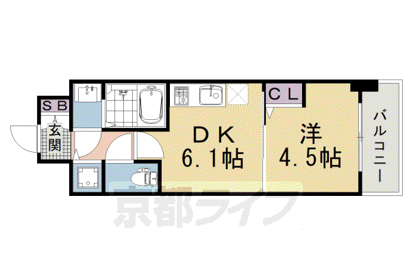 CREST TAPP 京都太秦天神川 DEX II(1DK/3階)の間取り写真