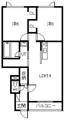 GRANDEUR東光B(2LDK/1階)の間取り写真