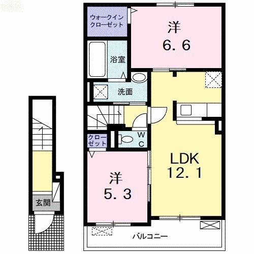 シエロ・ガーデン国府B(2LDK/2階)の間取り写真