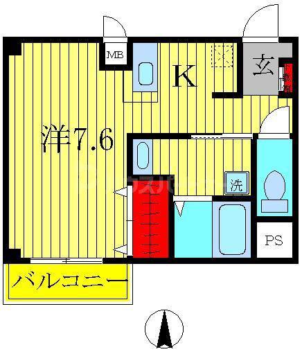 カーサ・アウローラ(1K/3階)の間取り写真