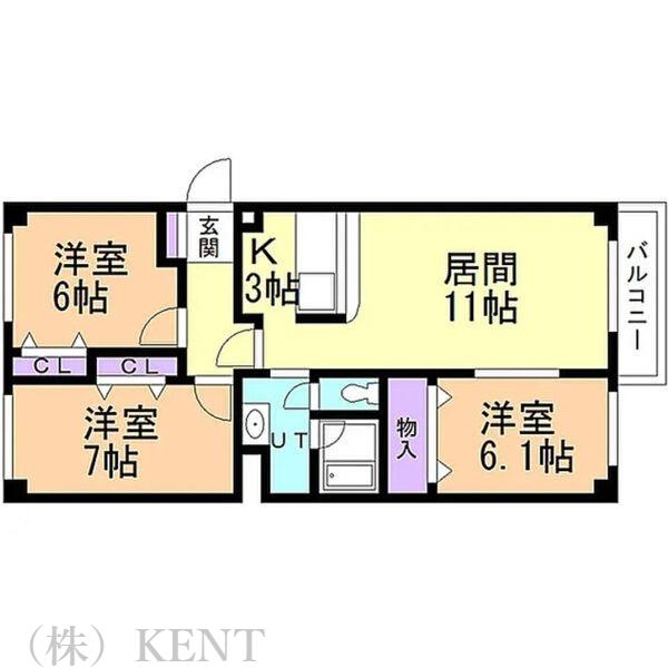 エステラ五番館(2LDK/3階)の間取り写真