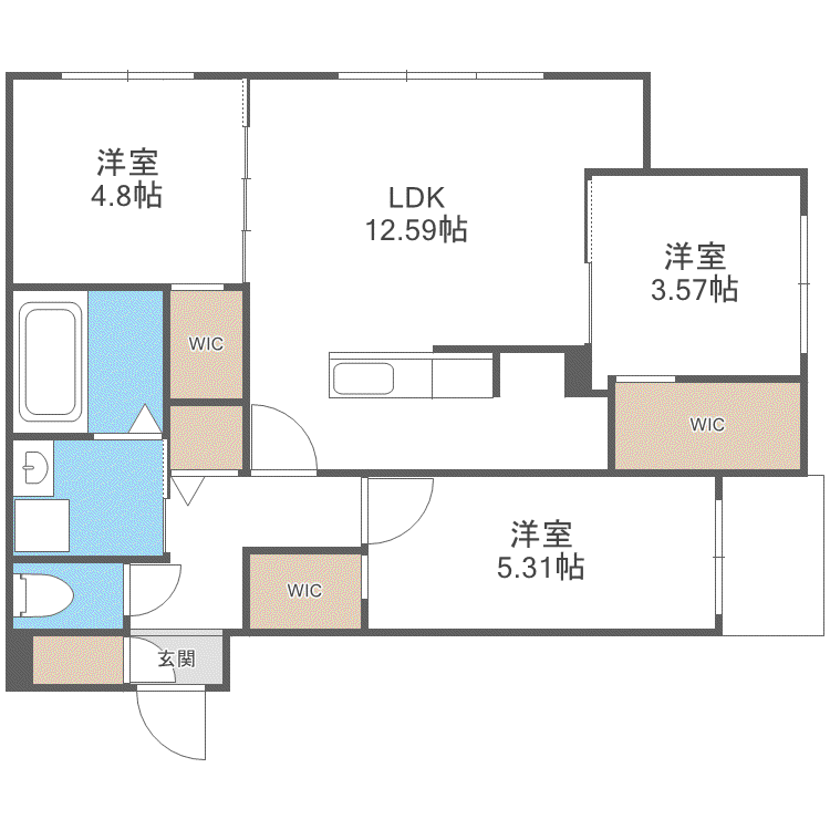 ラ・シュエットS6W14(3LDK/2階)の間取り写真