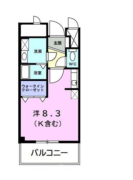 シェル・ソレイユ(ワンルーム/2階)の間取り写真