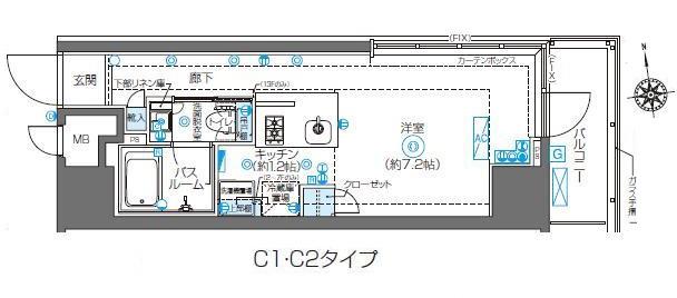 ZOOM東新宿(ワンルーム/7階)の間取り写真