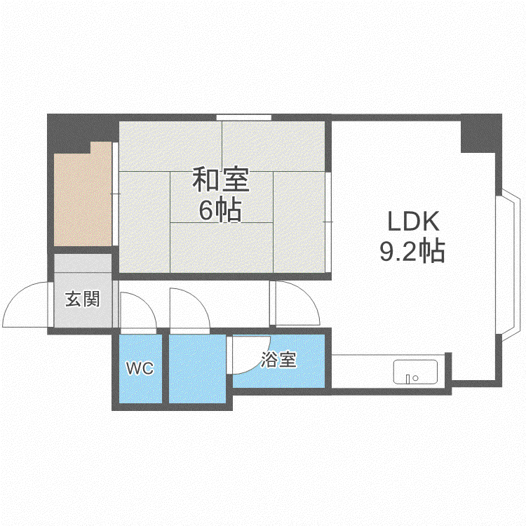 ダイアパレス北34(1LDK/6階)の間取り写真