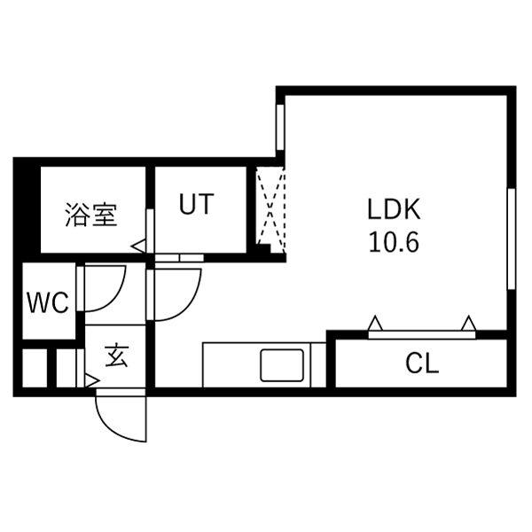 栄通17丁目MS(1K/1階)の間取り写真