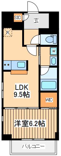 グランツアベニュー立川錦町(1LDK/2階)の間取り写真