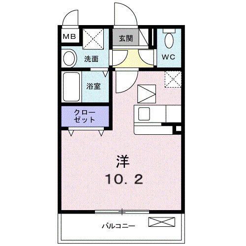 リバーパークK(ワンルーム/1階)の間取り写真