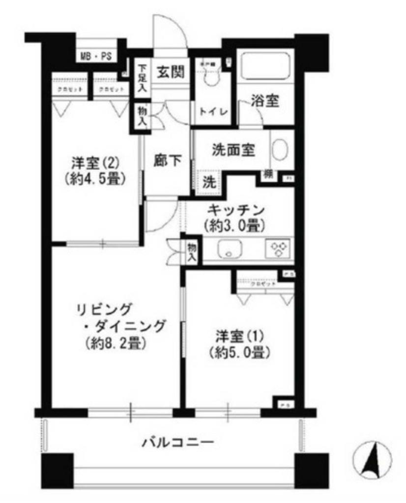 クリオ文京小石川(2LDK/6階)の間取り写真