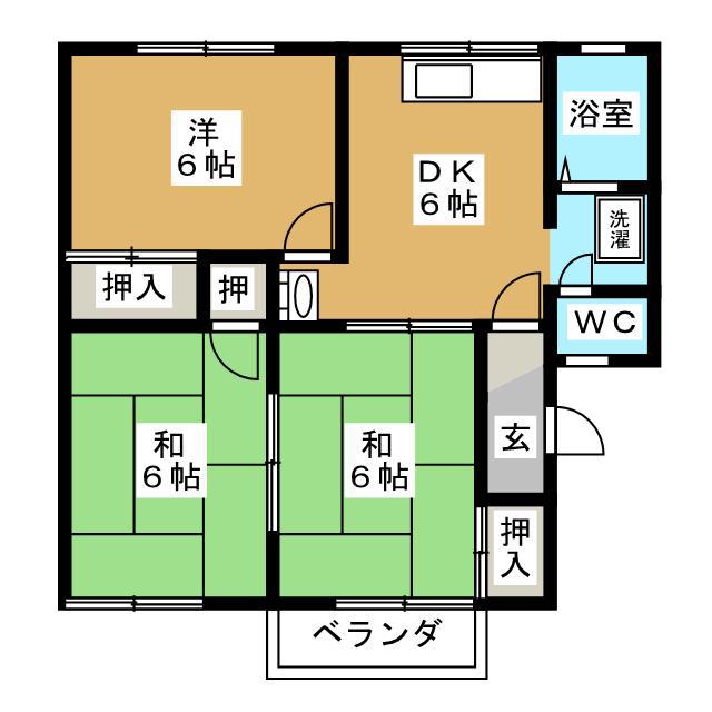 ハイツ後藤 A棟(3DK/2階)の間取り写真