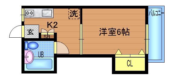 メゾンIII(1K/1階)の間取り写真