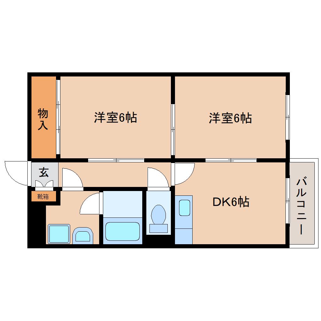 サンプラザ南京終(2DK/7階)の間取り写真
