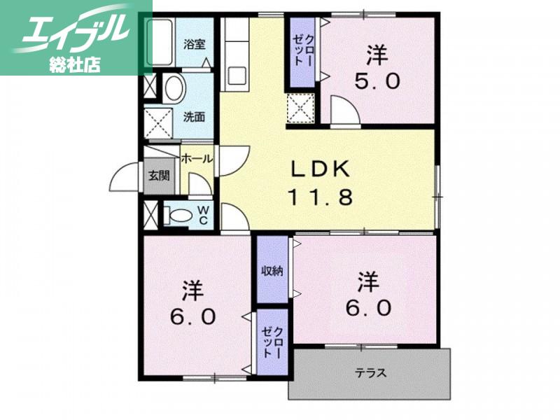 ブランシェ大高(3LDK/1階)の間取り写真