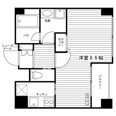 アネシスコート(1K/1階)の間取り写真