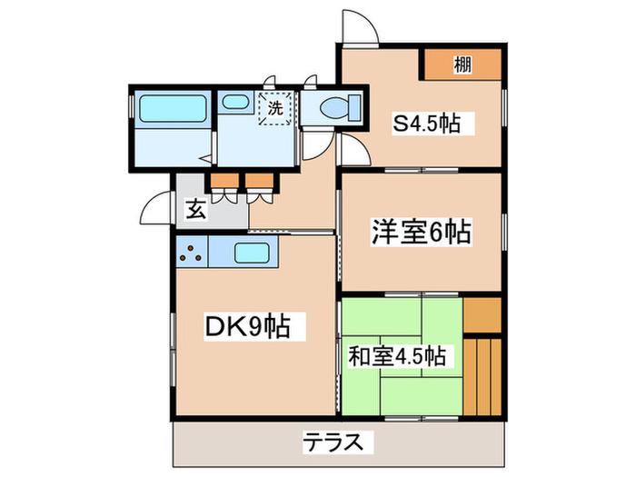 京王線 芦花公園駅 徒歩2分 3階建 築30年(2SDK/1階)の間取り写真