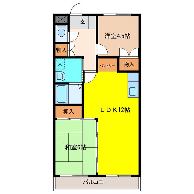 DOMUSSHIMA(2LDK/4階)の間取り写真