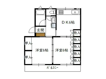 ダイナシティ(2DK/3階)の間取り写真