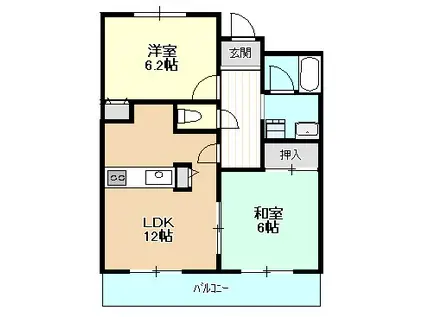 ロイヤルフラット壱番館(2LDK/5階)の間取り写真