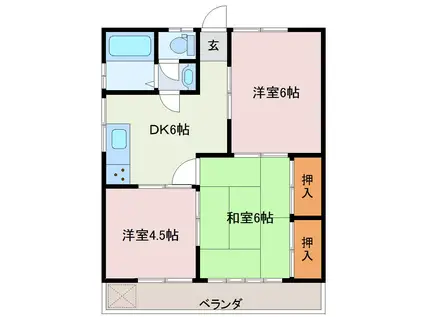 フジコーポラス(3DK/2階)の間取り写真