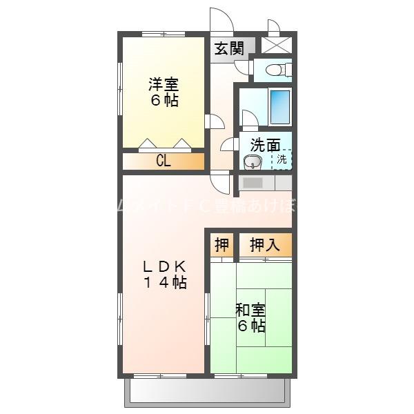フィオーレ田中III(2LDK/2階)の間取り写真