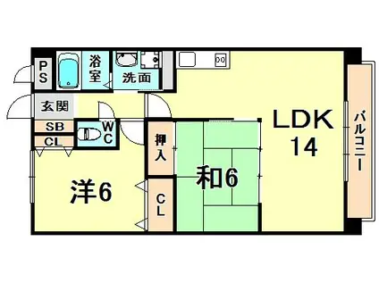 シェリール苦楽園II(2LDK/1階)の間取り写真