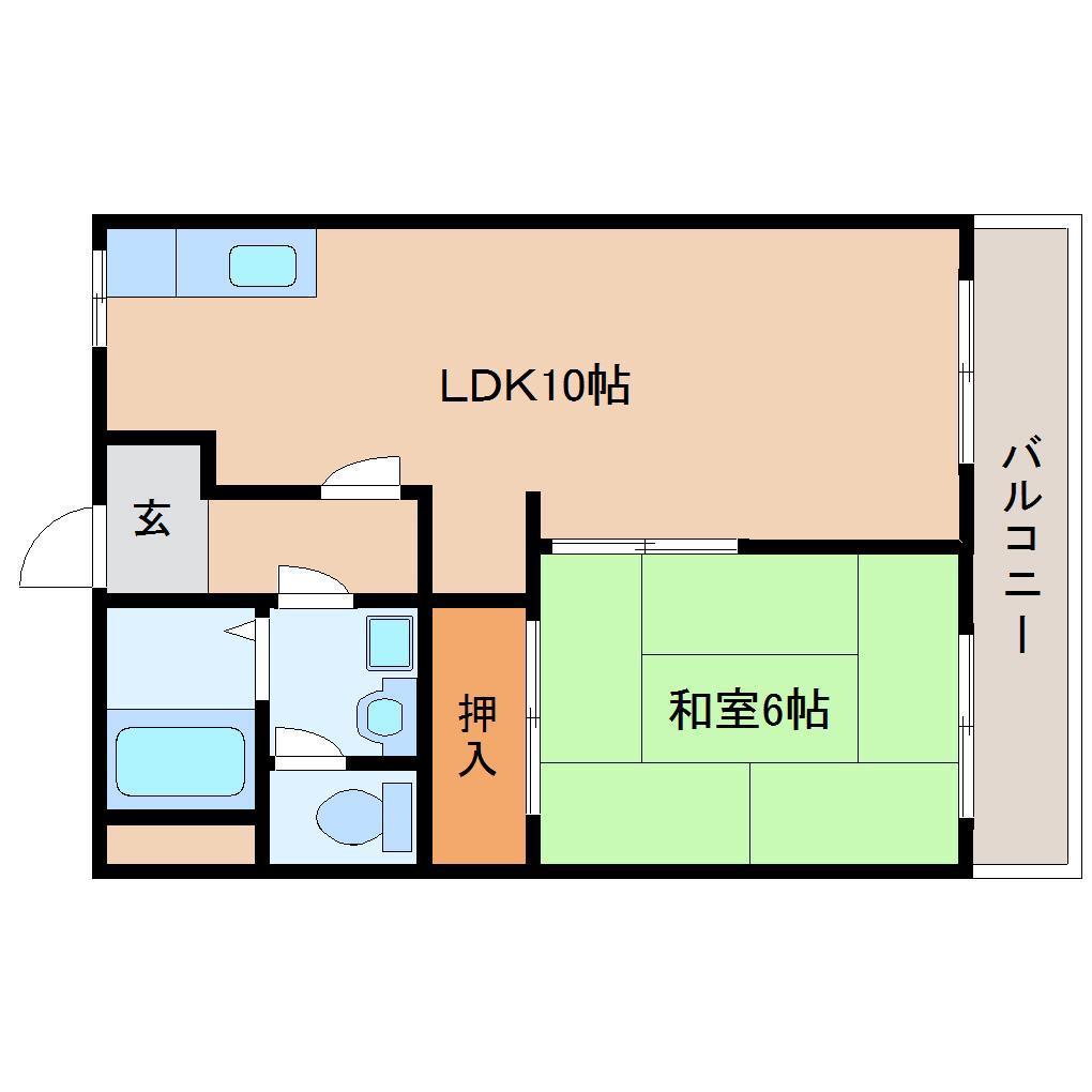 生駒ビューハイツ(1LDK/1階)の間取り写真
