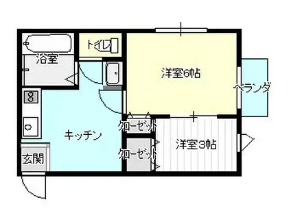 メイクアーデンB(1SK/2階)の間取り写真
