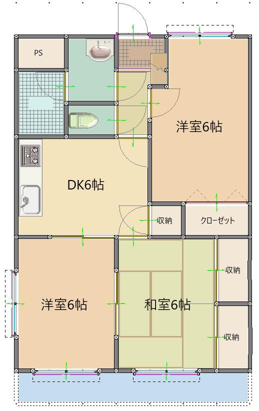 サンライズ田宗II(3DK/2階)の間取り写真