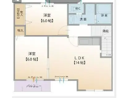 パークメゾンI(2LDK/2階)の間取り写真