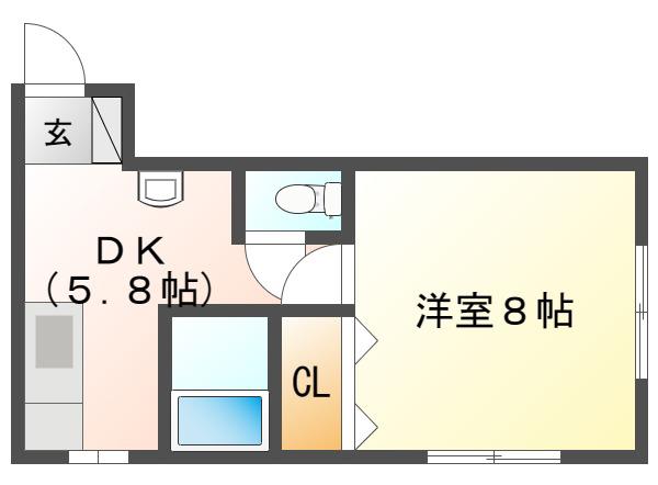 メゾン石江(1DK/2階)の間取り写真