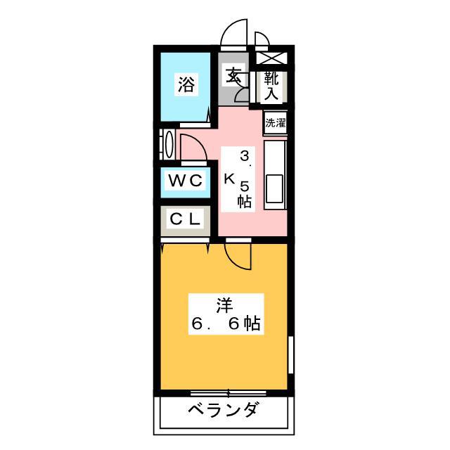 タナカアパートメント(1K/2階)の間取り写真