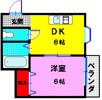 フレッシュハイツ諸福(1DK/4階)の間取り写真