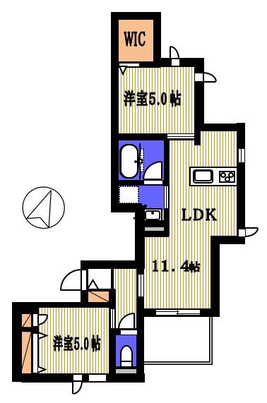 CASA DUO(2LDK/2階)の間取り写真