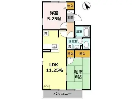 モービルガーデン山田 壱番館(2LDK/2階)の間取り写真