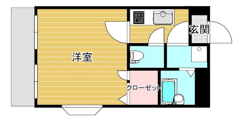 ハイドパーク一枝(1K/2階)の間取り写真