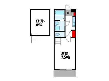 ラルーチェ九工大前(1K/1階)の間取り写真