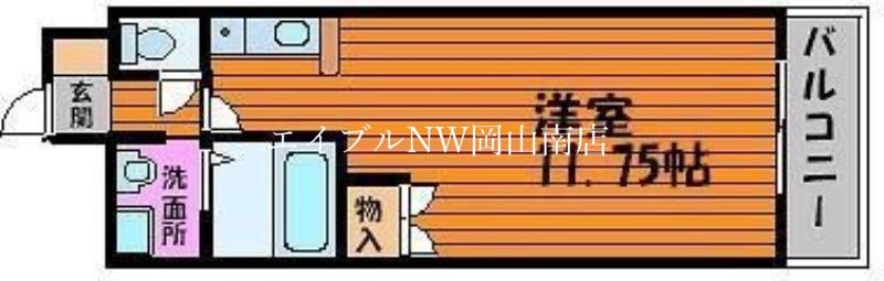 ロイヤルレピュート東島田(ワンルーム/3階)の間取り写真