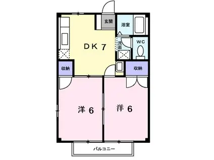 ドミール立野(2DK/1階)の間取り写真