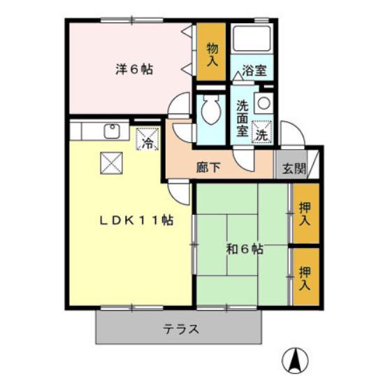 エスポワール(2LDK/1階)の間取り写真