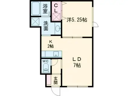 スマイルハート(1DK/1階)の間取り写真