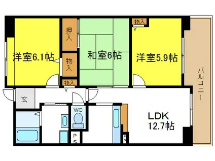 コーシャハイツ中野(3LDK/4階)の間取り写真
